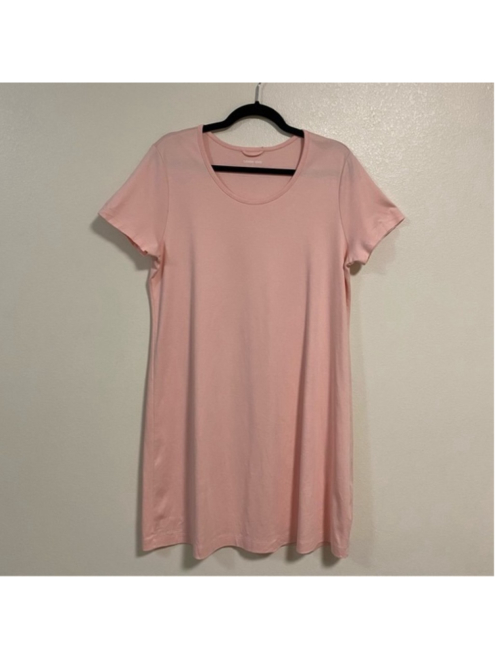 Lands’ End Dress Women's Size Large Baby Pink Jersey Knit T-Shirt Dress